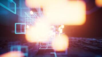 Digital cyberspace with glowing cross lines, 3d rendering. video