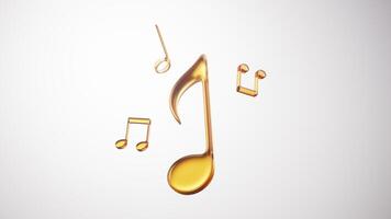 Golden glass music notes with white background, 3d rendering. video