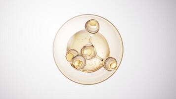 Biological golden molecule with bubble background, 3d rendering. video