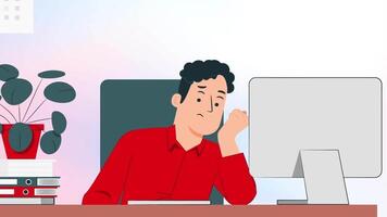 Concerned Person Using Computer Emotional Struggle with Technology video