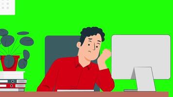 a man thinking with computer use video