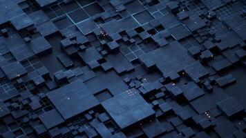 Metallic electronic cube circuit board, 3d rendering. video