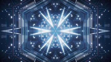 Abstract neon kaleidoscope pattern with glowing effects, 3d rendering. video