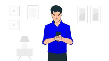 Man Using Mobile Phone Alpha Loop video