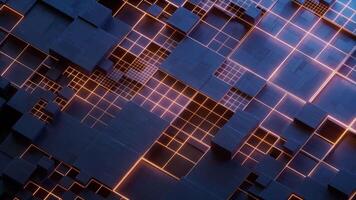 Metallic electronic cube circuit board, 3d rendering. video