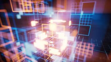 Digital cyberspace with glowing cross lines, 3d rendering. video