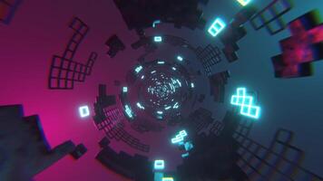 ciano e Rosa ficção científica túnel elementos néon rede fundo vj ciclo eu 4k video