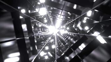 White Sci-Fi Triangular Tunnel With Neon Cubes Background VJ Loop l 4K video