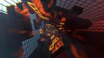 Orange Neon Triangular Sci-Fi Tunnel Background VJ Loop l 4K video