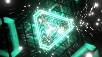 Mehrfarbig Neon- Partikel Dreieck Tunnel Hintergrund vj Schleife l 4k video