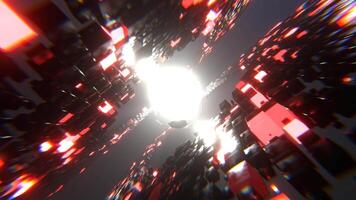 Red and White Abstract Cubes Sci-Fi Background VJ Loop l 4K video