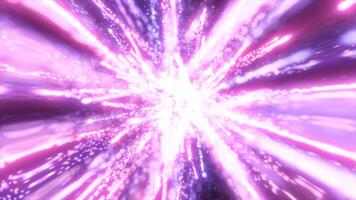A mesmerizing explosion of pink and purple light particles radiating outward, creating a surreal and vibrant cosmic effect, symbolizing energy and movement in space video
