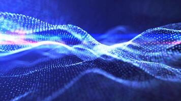 Abstract blue wave light pattern resembling a digital or organic flow, with a soft glow and intricate details background video