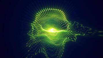 Abstract green light patterns forming a glowing silhouette, representing technology, data flow, and futuristic themes video