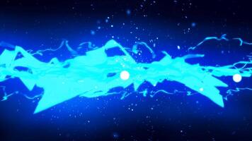 Intense blue electric lightning energy beam in dark space, symbolizing powerful energy, futuristic technology, and movement background video