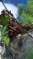 A view of a mine with a bridge over it video