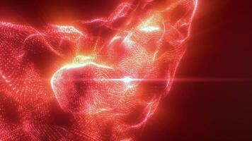 A radiant red sphere with particle effects and intense glow, set in a dark background, evoking power and cosmic energy background video