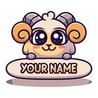 a cute cartoon sheep with a name sign vector