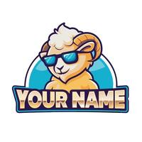 a sheep wearing sunglasses and a name on the side of the logo vector