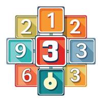 colorful blocks with numbers and letters vector