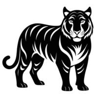 a black and white tiger on a white background vector