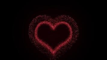 Heart exploding firework beautiful color shiny in black background video