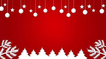 Christmas style white ball and star floating on red vignette background video
