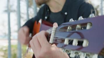Man Plays Music With Classical Guitar Inexpensive Instrument video
