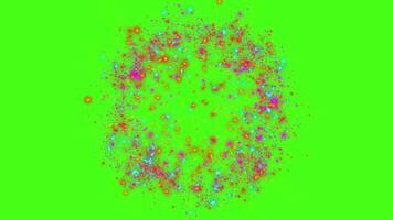 Fireworks in honor of the holiday. On a green background. A bright magical flash resembles a colorful and fiery fireworks display video