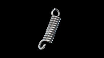 Tension Spring Rotating on a Transparent Background. Seamless Loop. Metal. 4K video