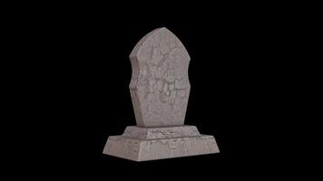 Gravestone Rotating on a Transparent Background. Seamless Loop. Tombstone. 4K video