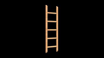 Wooden Ladder Rotating on a Transparent Background. Seamless Loop. Stepladder. 4K video