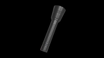 Flashlight 3D Rotating on a Transparent Background. Seamless Loop. Torch. 4K video