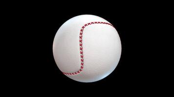 3D Baseball Ball Rotating on a Transparent Background. Seamless Loop. 4K video