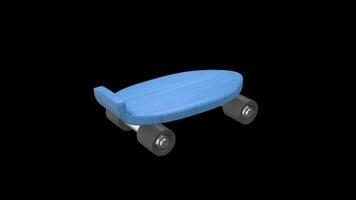 Skateboard Rotating on a Transparent Background. Seamless Loop. Sport 3D. 4K video
