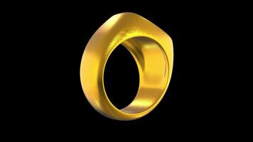 Golden Signet Ring Rotating on a Transparent Background. Seamless Loop. 4K video