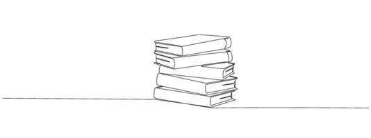 A stack of books in one continuous line. Symbol of library, education, literature, reading in one line style . editable illustration vector