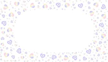 Cute rectangular frame with blurred gradient pastel hearts. Romantic design for Valentine's Day, wedding and Mother's Day for postcard, web, banner, brochure. vector