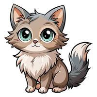 a cartoon cat with big eyes and long fur vector