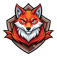 a red fox head on a shield vector