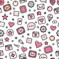 seamless pattern with icons and hearts vector