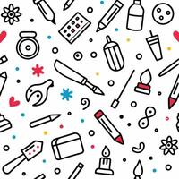 seamless pattern with various art supplies vector