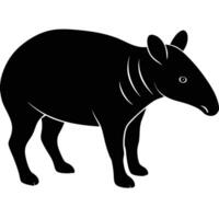 a black and white silhouette of a tapir vector