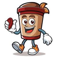 coffee cup mascot character illustration with simple gradients on white background vector
