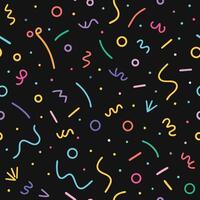 a colorful pattern with shapes and lines on a black background vector
