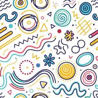 seamless pattern with colorful shapes and lines vector