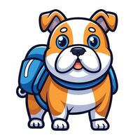 a cartoon bulldog with a backpack vector