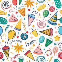 seamless pattern with colorful party items vector