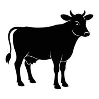 a black cow is standing in front of a white background vector