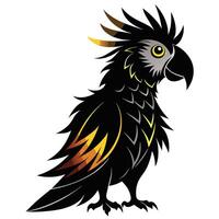 illustration of a parrot with yellow and black feathers vector